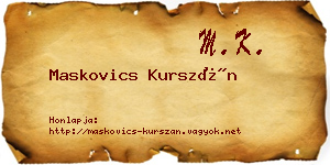 Maskovics Kurszán névjegykártya